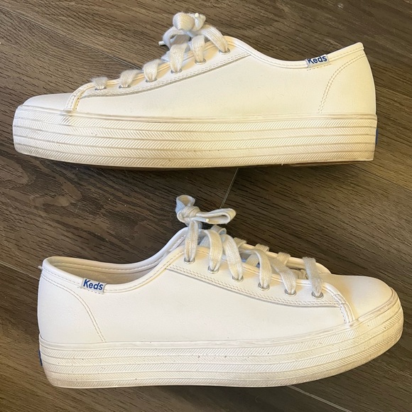 Keds Triple Kick White Leather Sneakers -8 - Picture 5 of 6